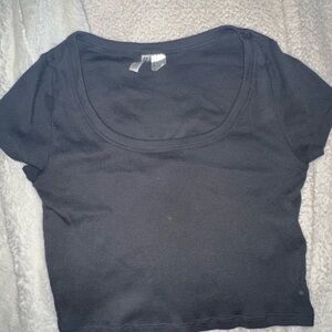 Divided Black Crop Top